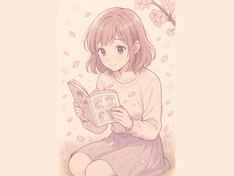 diibujo de chica leyendo manga shojo