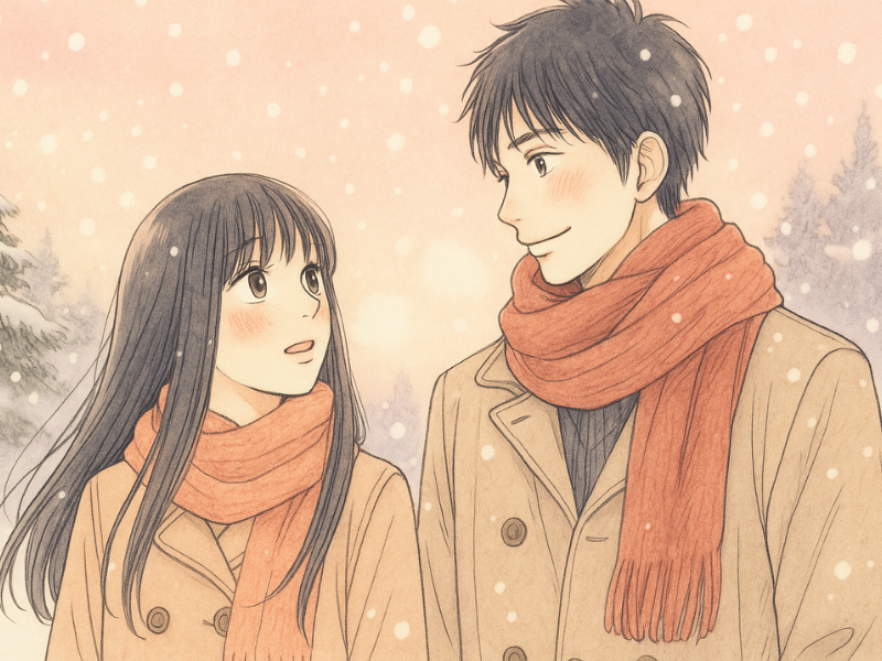 dibujo de pareja de uno de los shojos para leer en invierno